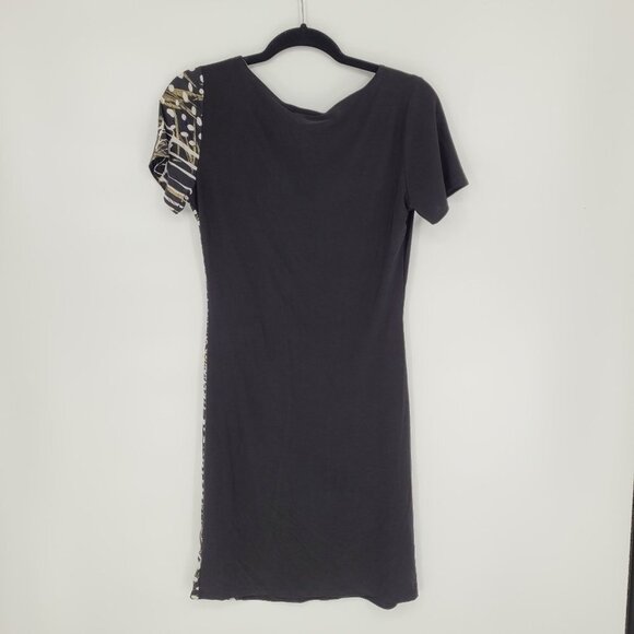 Lauren Taylor London womens Small Black metallic gold half geometric print dress - Picture 7 of 7